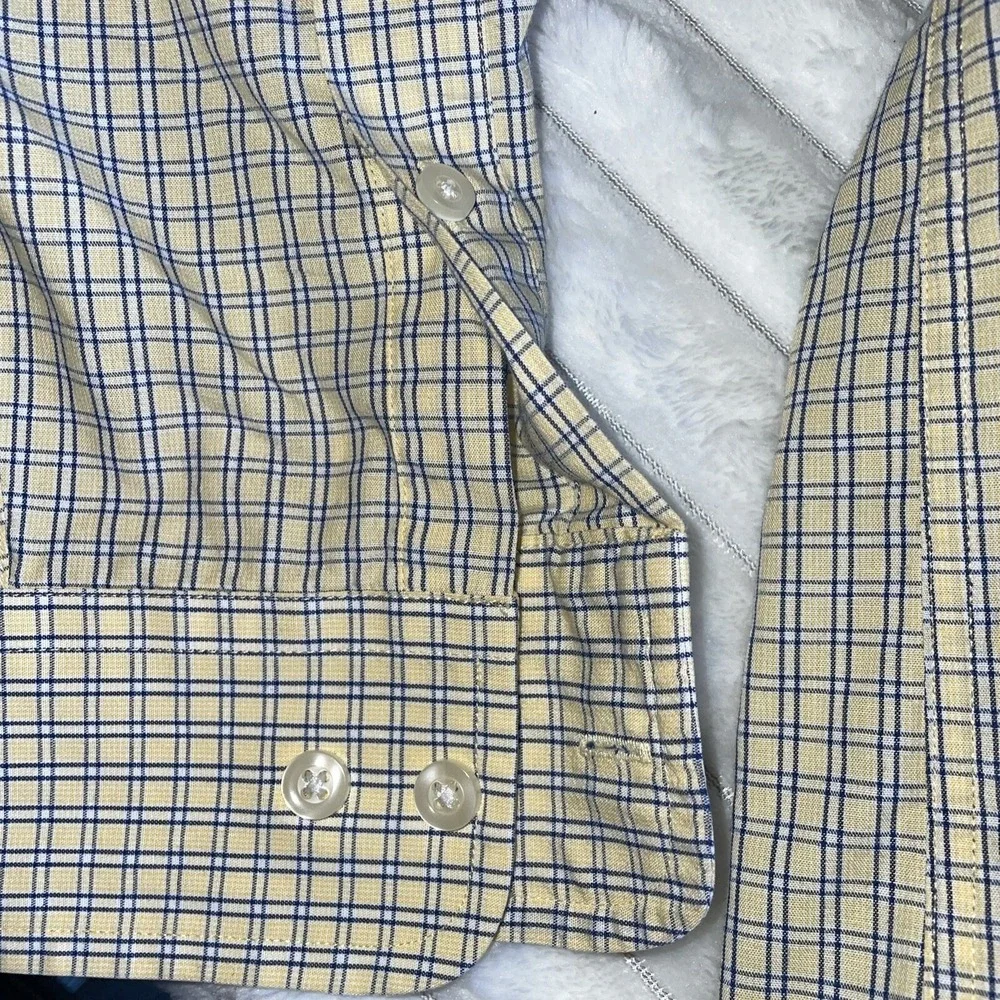 Us Polo Assn Shirt Mens L Plaid Casual Yellow Blue Button Up LS‎ Pocket Logo